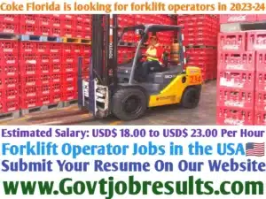 Coke Florida is looking for forklift operators in 2023-24