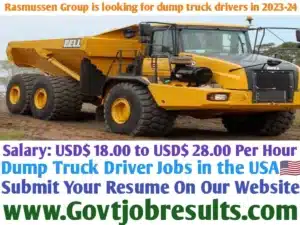 Rasmussen Group is looking for dump truck drivers in 2023-24