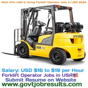 Rolls OFFs USA is Hiring Forklift Operator Jobs in USA 2024