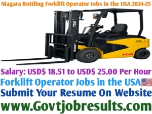 Niagara Bottling Forklift Operator Jobs in the USA 2024-25
