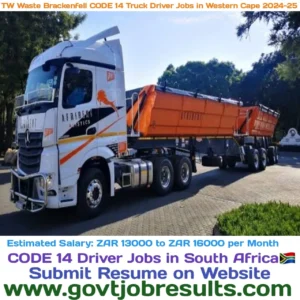 TW Waste Brackenfell CODE 14 Truck Driver Jobs in Western Cape 2024