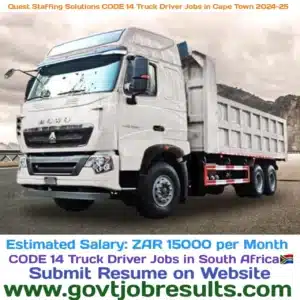 Quest Staffing Solutions CODE 14 Truck Driver Jobs in Cape Town 2024