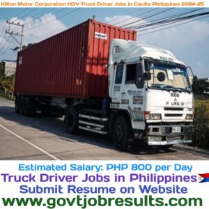 Kilton Motors Corporation HGV Truck Driver Jobs in Cavite Philippines 2024
