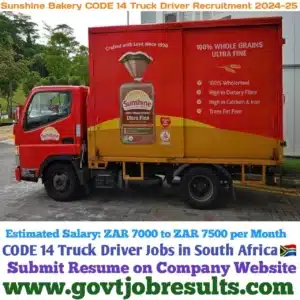 Sunshine Bakery CODE 14 Truck Driver Recruitment 2024