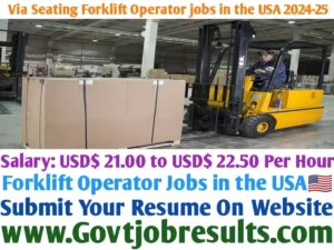 Via Seating Forklift Operator Jobs in the USA 2024-25