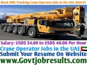 Black Hills Trucking Crane Operator Jobs in the USA 2024-25
