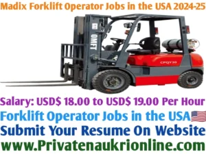 Madix Forklift Operator Jobs in the USA 2024-25