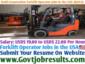 Stehl Corporation Forklift Operator Jobs in the USA 2024-25