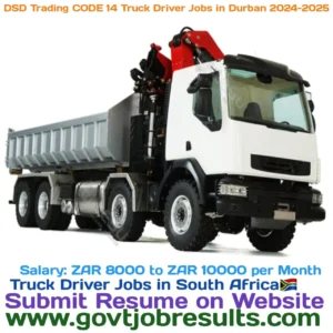 DSD Trading CODE 14 Truck Driver Jobs in Durban 2024-25