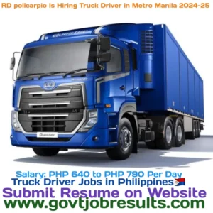 RD Policarpio is Hiring Truck Driver in Metro Manila 2024-25