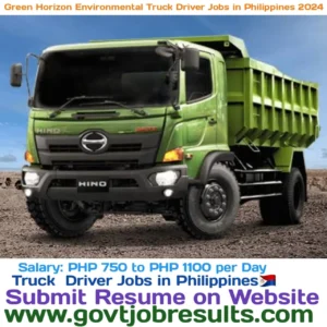 Green Horizon Environmental Truck Driver Jobs in Philippines 2024