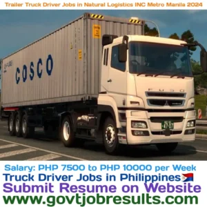 Trailer Truck Driver Jobs in Natural Logistics INC Metro Manila 2024