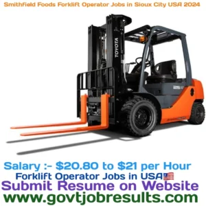 Smithfield Foods Forklift Operator Jobs in Sioux City USA 2024-25