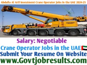 Abdulla Al Arif Investment Crane Operator Jobs in the UAE 2024-25