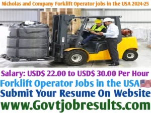 Nicholas and Company Forklift Operator Jobs in the USA 2024-25
