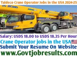 Taldeco Crane Operator Jobs in the USA 2024-25