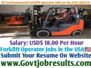 iSi Environmental Forklift Operator Jobs in the USA 2024-25