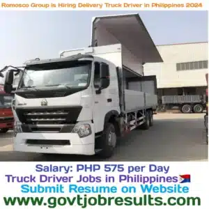 Romosco Group is Hiring Delivery Truck Driver in Philippines 2024