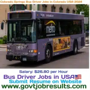 Colorado Springs Bus Driver Jobs in Colorado USA 2024