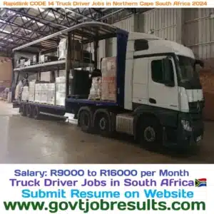 Rapidlink CODE 14 Truck Driver Jobs in Northern Cape South Africa 2024