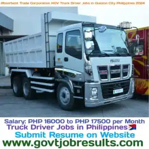 Absorbent Trade Corporation HGV Truck Driver Jobs in Quezon City Philippines 2024
