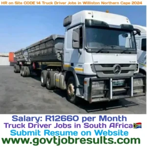 HR On Site CODE 14 Truck Driver Jobs in Williston Northern Cape 2024