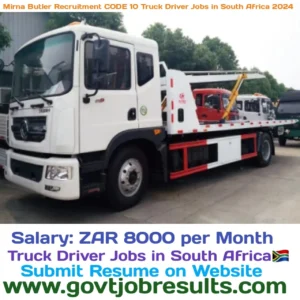 Mirna butler Recruitment CODE 10 Truck Driver Jobs in South Africa 2024