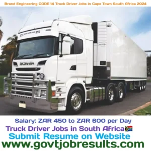 Brand Engineering CODE 14 Truck Driver Jobs in Cape Town South Africa 2024