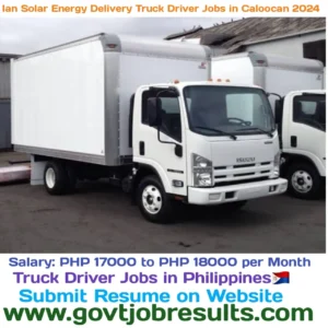 Ian Solar Energy Delivery Truck Driver Jobs in Caloocan 2024