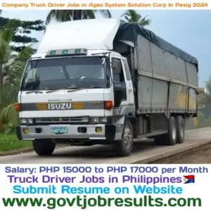 Company Truck Driver Jobs in Ageo System Solution Corp in Pasig 2024