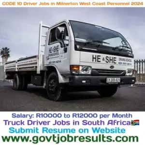 CODE 10 Driver Jobs in Milnerton West Coast Perosonnel 2024