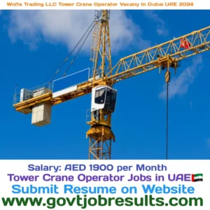 Wolfa Trading LLC Tower Crane Operator Vacancy in Dubai UAE 2024