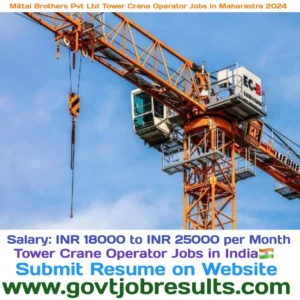 Mittal Brothers Pvt Ltd Tower Crane Operator Jobs in Maharastra 2024