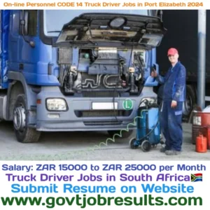 On-Line Personnel CODE 14 Truck Driver Jobs in Port Elizabeth 2024