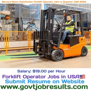 Bernick Beers Distribution Forklift Operator Jobs in Superior USA 2024