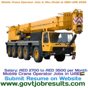 Mobile Crane Operator Jobs in Abu Dhabi at KBG UAE 2024