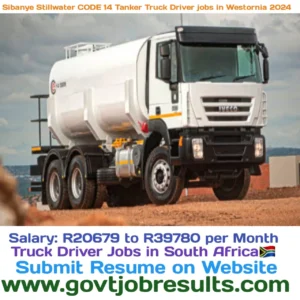 Sibanye Stillwater CODE 14 Tanker Truck Driver jobs in Westornia 2024