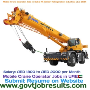 Mobile Crane Operator Jobs in Dubai At Winter Refrigeration Industrial LLC 2024