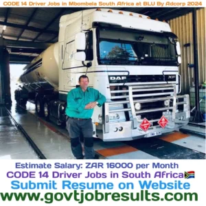 CODE 14 Driver Jobs in Mbombela South Africa at  Blu by Adcorp 2024