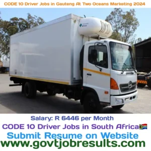 CODE 10 Driver Jobs in Gauteng at Two Oceans Marketing 2024