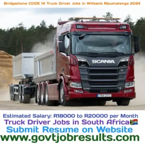 Bridgestone CODE 14 Truck Driver Jobs in Witbank Mpumalanga 2024