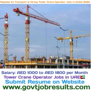 Rapidex Cv Transport is Hiring Tower Crane Operator Jobs in Dubai 2024