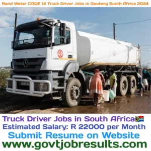 Rand Water CODE 14 Truck Driver Jobs in Gauteng South Africa 2024