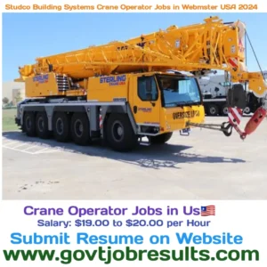 Studco Building Systems Crane Operator Jobs in Webster USA 2024