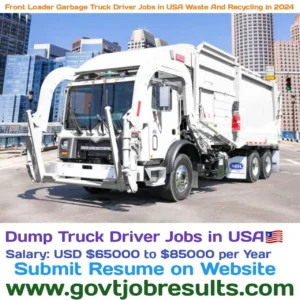 Front Loader Garbage Truck Driver Jobs in USA Waste And Recycling in 2024