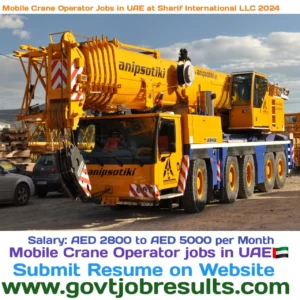 Mobile Crane Operators Jobs in UAE at Sharif International LLC 2024