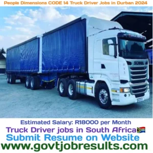 People Dimensions CODE 14 Truck Driver Jobs in Durban 2024