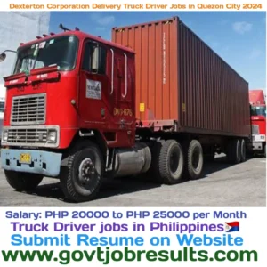 Dexterton Corporation Delivery Truck Driver Jobs in Quezon City 2024